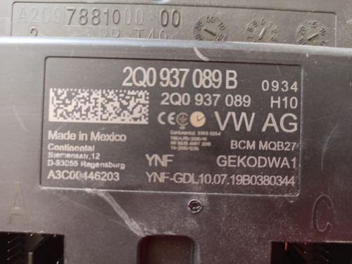 Módulo Bcm T-cross 1.6 Original 089b (Usado)