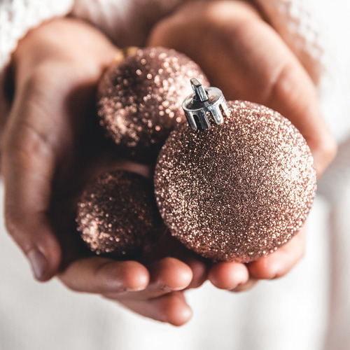 Bolas De Adorno Navidad Oro Rosa Y Oro Blanco 100 Unidades