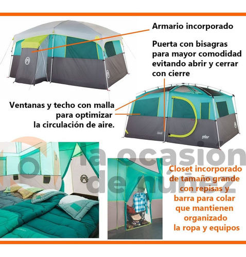 Imagen 3 de 8 de Carpa Coleman Camping Tenaya Lake 8 P Armario + Luz + Bolso