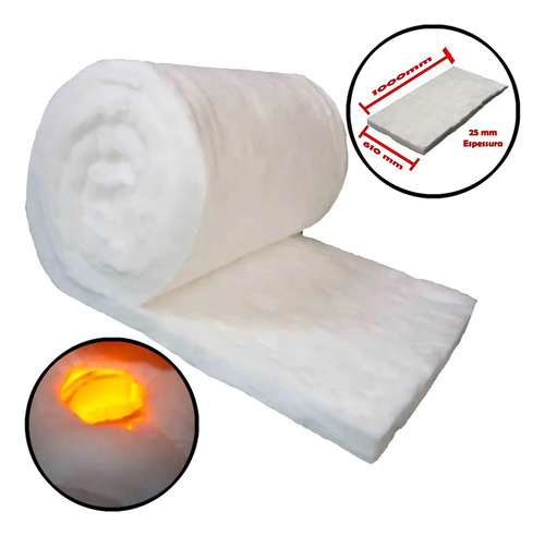 Manta Fibra Cerâmica Alta Temperatura Tapcamp 1000 X 610 X 25 Mm Para Fornos Resistente A 1260ºc