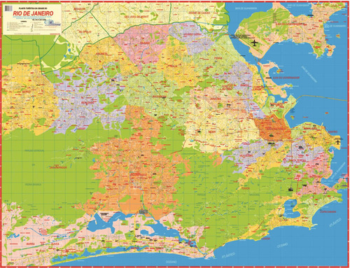 Mapa Cidade Rio De Janeiro Turistica 1 X 90cm Gigante Parcelamento Sem Juros