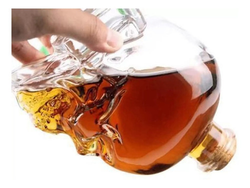 Imagem 3 de 7 de Garrafa De Vidro Caveira Pra Bebida 750ml Pinga Cachaça Dose