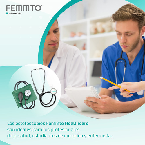 Kit de enfermagem com tensiômetro manual Android com estetoscópio verde Femmto
