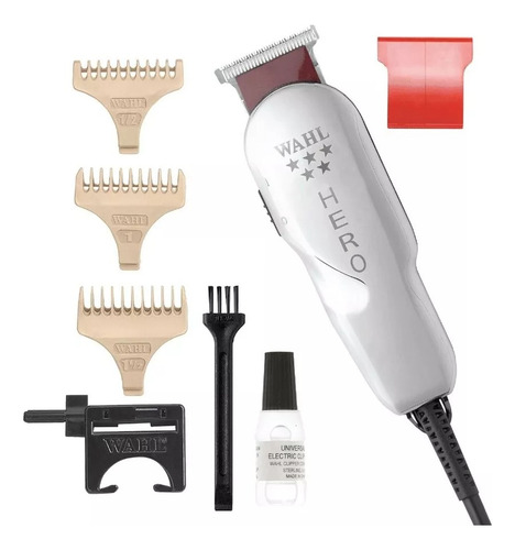Máquina combinada Wahl Super Taper Chrome y Hero Color con acabado plateado, 110 V