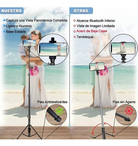 Yan Trípode Celular Selfie Stick Bluetooth Control Remoto
