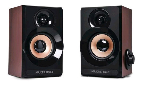 Caixa De Som 6w Rms 2.0 P2 Madeira Sp261 Multilaser Cx 2 Uni