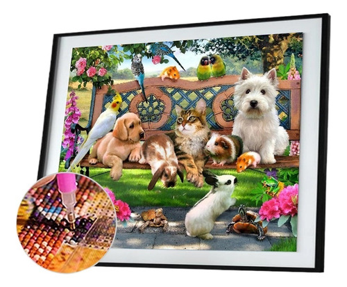 Parque De Pintura De Animales Con Diamantes Bordado En 3d, P
