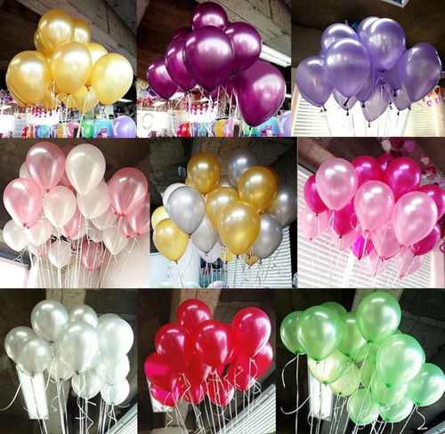 50 Globos Metalicos # 12 Aperlados Latex 30 Cm