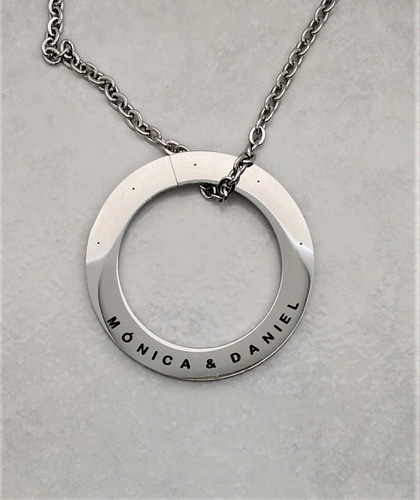 Collar Dije Circulo Personalizado Grabado Láser M1029