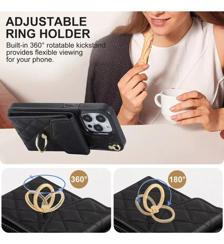 Funda De Piel For Iphone16/15pro Funda Cartera Con Correa