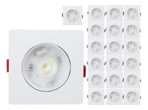 Kit 20 Spot Led Smd 7w Dicróica Direcionável Quadrado Forte Cor Branco-frio 110v/220v