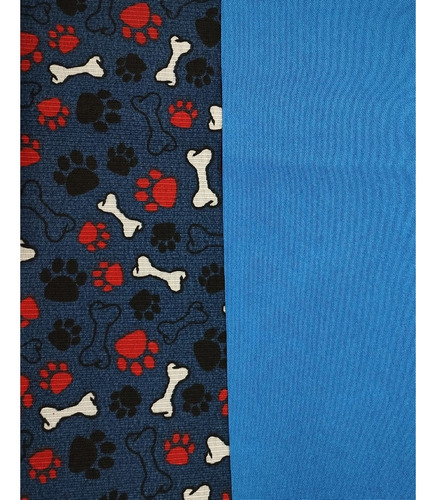 Cama Pet Para Cachorro Porte Médio 80x60 + Tapete/brinquedos Cor Ossinho Azul Com Azul