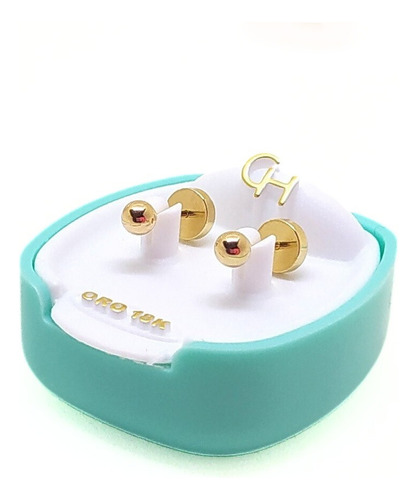 Abridores Ch Todo Oro 18k Bolita 3mm Ch102 C&H Pack 2