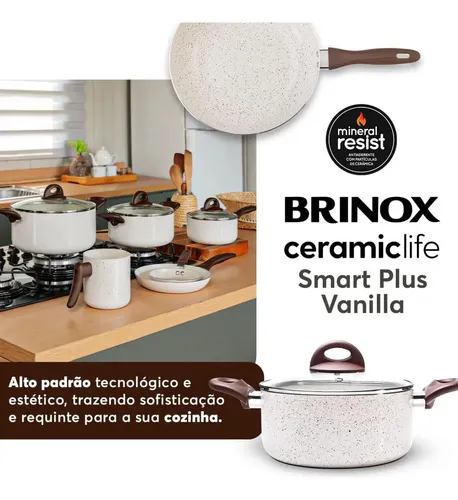 Jogo De Panelas Brinox Smart Plus 6pçs Ceramic Life Vanilla 4791