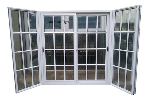 Ventanas Bow Window Aluminio Blanco150x150 Vidrio Repartido