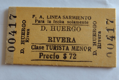 Boleto De Tren De Estación D Huergo A Estación Rivera 