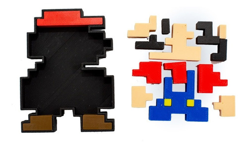 Imagen 7 de 10 de Super Mario Pixel (puzzle) Figura Impresa En 3d Excelente