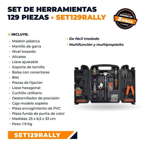 Set De Herramientas Kit Lusqtoff 129 Piezas Set129rally