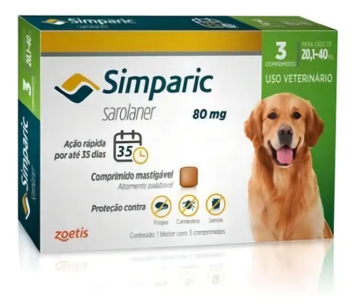 Simparic 80mg 20,1 A 40kg 3 Comprimidos