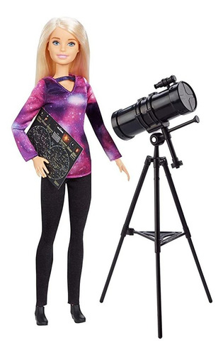 Muñeca Barbie Astrofísica, Rubia Con Telescopio Y Mapa De Es