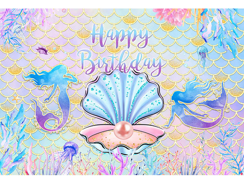 Fiesta De Cumpleaños De Sirena, Fondo De Conchas Marinas