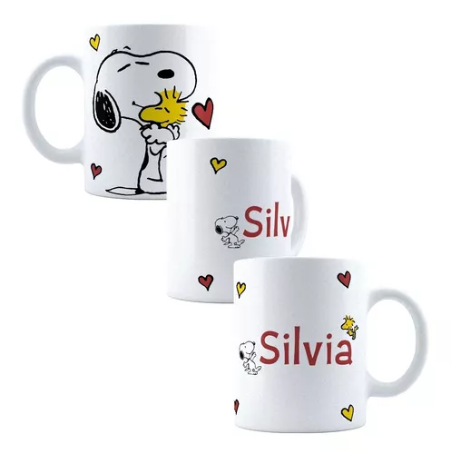 Taza Cromada Plateada Snoopy Personalizada Con Nombre - Mr. Raccoonink