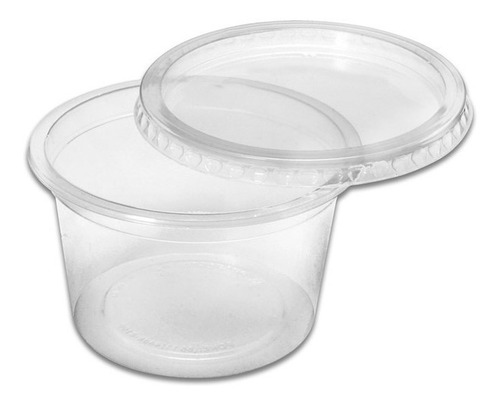 Pote Redondo Pp Descartável 200ml 50 Un C/ Sobre Tampas