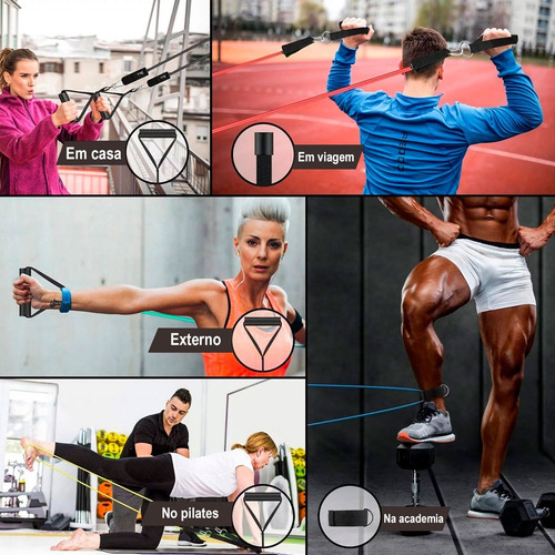 Imagem 2 de 8 de Kit 11 Elastico Extensor Treino Academia Exercícios Em Casa