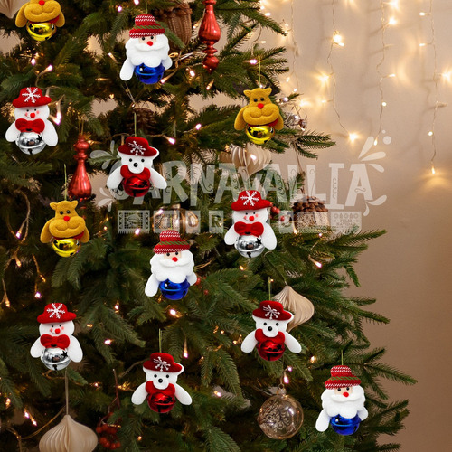 Mox 12 Cascabeles Muñecos Navideños Adorno Fieltro Navidad