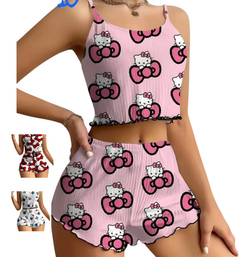 Pijama De Dos Piezas Hello Kitty, Blusa Y Short
