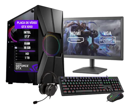 comprar Pc Gamer Bravus Intel I7 Gtx 1050ti 16gb Hd 1tb Ssd 120gb