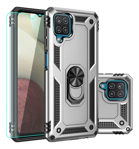 Funda Para Galaxy A12 Plateado Uso Rudo