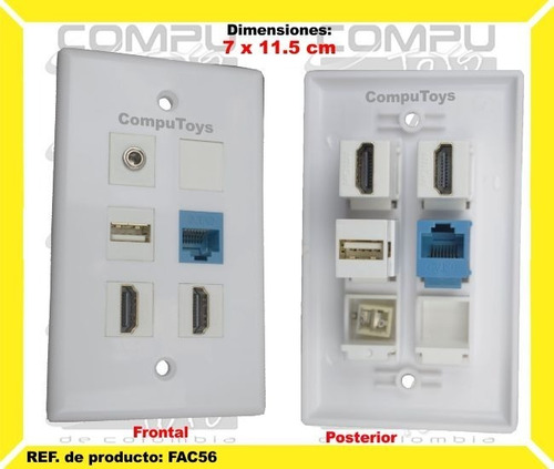 Toma Con Hdmi X2 Usb Rj45 Lan Audio Ref: Fac56 Computoys Sas