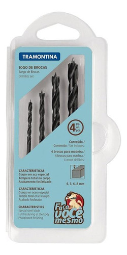 Broca Aco Carbono Tramontina 4/5/6/8mm 4p  43408509