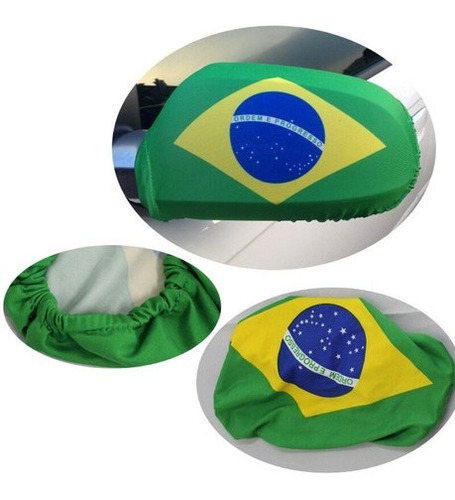 Kit 2 Bandeiras Do Brasil Capa P/ Retrovisor De Carro Tecido