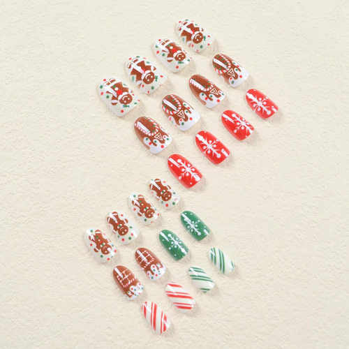Presiona Navideña En Las Uñas Uñas Neurias De Longitud Media