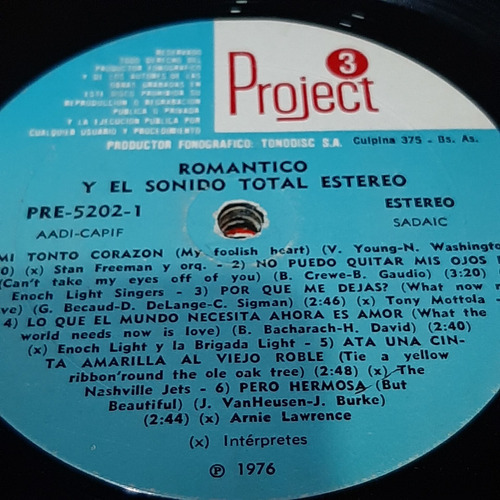 Sin Tapa Disco Romantico Y Sonido Total Estereo Cl0