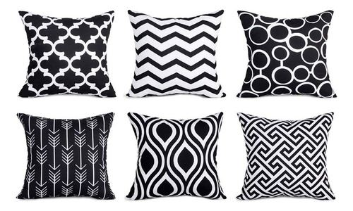 Juego De 6 Fundas De Almohada B Para Sofá De Lino Y Algodón