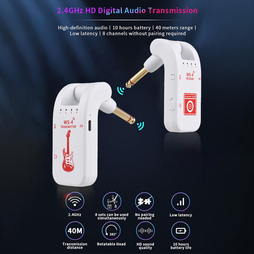 Sistema De Guitarra Inalámbrico De 2,4 G: Recargable, Plug &