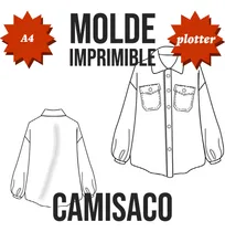 Comprar Molde Patrón Imprimible Camisaco  Mujer Pdf A4 Plotter
