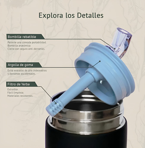 Termo Acero Mate Listo Autocebante Rodax 1000ml 1 Litro Negro