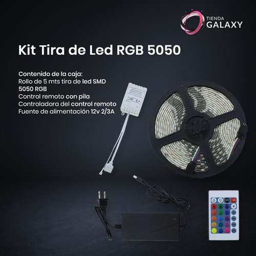 Imagen 3 de 10 de Tira Led Rgb 5050 Exterior 5mts + Fuente Y Control Remoto
