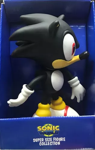 Boneco Sonic Preto Vinil Articulado 23cm Fica Em Pé Sega