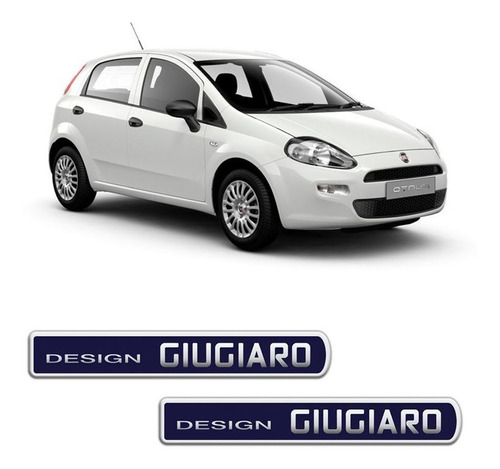 Par De Emblemas Adesivo Fiat Punto Design Giugiaro Resinado