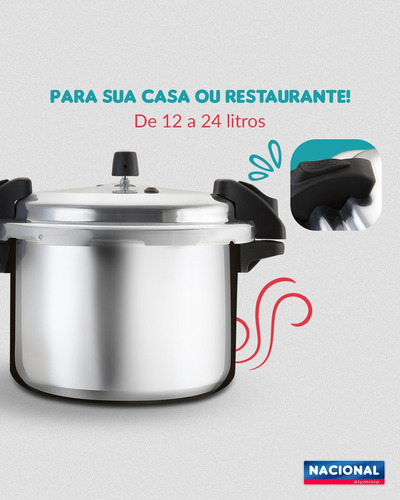 Panela De Pressão Com Fechamento Externo 24 Litros Polida Co Cor Prateado