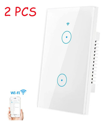 2pcs Interruptor De Luz De Pared Inteligente Wifi (2 Vía)