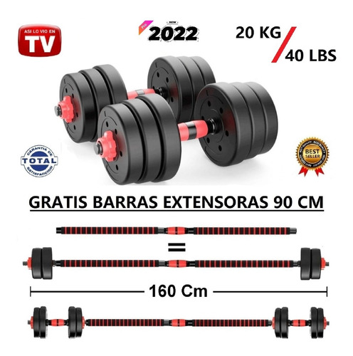 Kit 2 Mancuernas O Pesas Tv 20 Kilos Gimnasio Ejercicio +obs