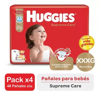 Pañales Huggies Supreme Care Cuidado Superior Pack X4