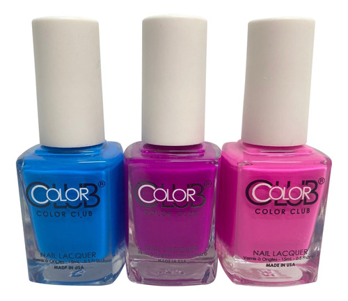 Color Club Neon Cool - Juego De 3 Esmaltes De Unas Para Mani