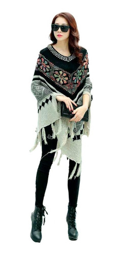 Sueter Poncho Capa Cardigan Pullover Mujer Dama